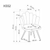 Scaun tapitat living/sufragerie Halmar K552, cadru metal, stil glamour, 53x53x83x46cm, stofa, gri