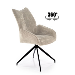 Scaun tapitat living/sufragerie Halmar K553, cadru metal, rotativ 360 grade, stil modern, 60x66x96x52cm, stofa, bej