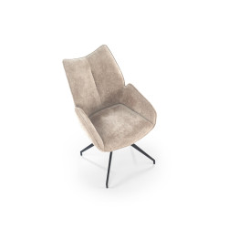 Scaun tapitat living/sufragerie Halmar K553, cadru metal, rotativ 360 grade, stil modern, 60x66x96x52cm, stofa, bej