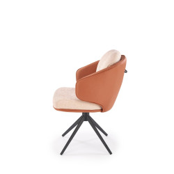 Scaun tapitat living/sufragerie Halmar K554, cadru metal, rotativ 160 grade, stil modern, 58x67x90x51cm, piele/stofa, bej/maro
