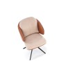 Scaun tapitat living/sufragerie Halmar K554, cadru metal, rotativ 160 grade, stil modern, 58x67x90x51cm, piele/stofa, bej/maro