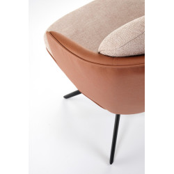 Scaun tapitat living/sufragerie Halmar K554, cadru metal, rotativ 160 grade, stil modern, 58x67x90x51cm, piele/stofa, bej/maro