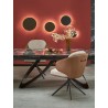 Scaun tapitat living/sufragerie Halmar K554, cadru metal, rotativ 160 grade, stil modern, 58x67x90x51cm, piele/stofa, bej/maro