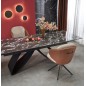 Scaun living, perne confortabile, piele si stofa, picioare din metal, rotativ la 180 de grade, 58x67x90x51 cm, bej/maro Scaun living, perne confortabile, piele si stofa, picioare din metal, rotativ la 180 de grade, 58x67x90x51 cm, bej/maro