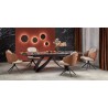 Scaun tapitat living/sufragerie Halmar K554, cadru metal, rotativ 160 grade, stil modern, 58x67x90x51cm, piele/stofa, bej/maro