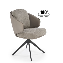 Scaun tapitat living/sufragerie Halmar K554, cadru metal, rotativ 160 grade, stil modern, 58x67x90x51cm, piele/stofa, gri
