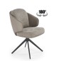 Scaun tapitat de living, rotativ la 180 de grade, design modern, cadru metalic, piele si stofa, gri Scaun tapitat de living, rotativ la 180 de grade, design modern, cadru metalic, piele si stofa, gri