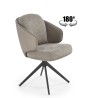 Scaun tapitat living/sufragerie Halmar K554, cadru metal, rotativ 160 grade, stil modern, 58x67x90x51cm, piele/stofa, gri