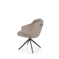 Scaun tapitat de living, rotativ la 180 de grade, design modern, cadru metalic, piele si stofa, gri