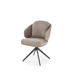 Scaun tapitat living/sufragerie Halmar K554, cadru metal, rotativ 160 grade, stil modern, 58x67x90x51cm, piele/stofa, gri