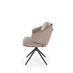 Scaun tapitat living/sufragerie Halmar K554, cadru metal, rotativ 160 grade, stil modern, 58x67x90x51cm, piele/stofa, gri