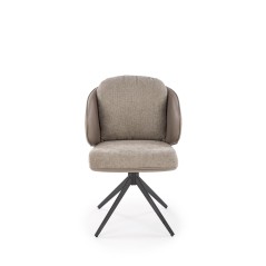 Scaun tapitat living/sufragerie Halmar K554, cadru metal, rotativ 160 grade, stil modern, 58x67x90x51cm, piele/stofa, gri