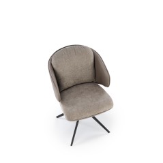 Scaun tapitat living/sufragerie Halmar K554, cadru metal, rotativ 160 grade, stil modern, 58x67x90x51cm, piele/stofa, gri