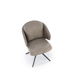 Scaun tapitat living/sufragerie Halmar K554, cadru metal, rotativ 160 grade, stil modern, 58x67x90x51cm, piele/stofa, gri