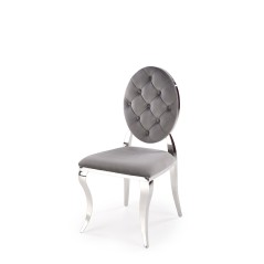 Scaun tapitat living/sufragerie Halmar K555, cadru metal, stil glamour, 48x52x96x46cm, catifea, gri