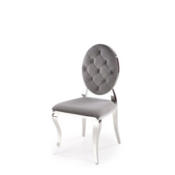 Scaun tapitat living/sufragerie Halmar K555, cadru metal,  stil glamour, 48x52x96x46cm, catifea, gri