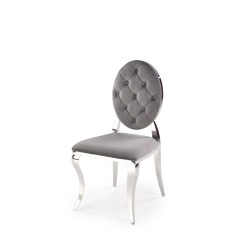 Scaun tapitat living/sufragerie Halmar K555, cadru metal,  stil glamour, 48x52x96x46cm, catifea, gri