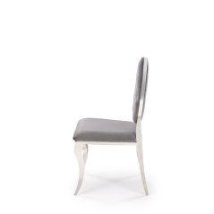 Scaun tapitat living/sufragerie Halmar K555, cadru metal,  stil glamour, 48x52x96x46cm, catifea, gri