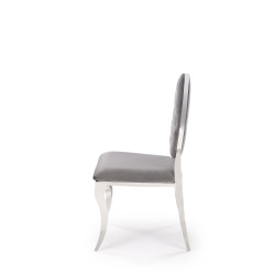 Scaun tapitat living/sufragerie Halmar K555, cadru metal,  stil glamour, 48x52x96x46cm, catifea, gri