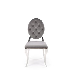 Scaun tapitat living/sufragerie Halmar K555, cadru metal,  stil glamour, 48x52x96x46cm, catifea, gri
