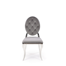 Scaun tapitat living/sufragerie Halmar K555, cadru metal,  stil glamour, 48x52x96x46cm, catifea, gri