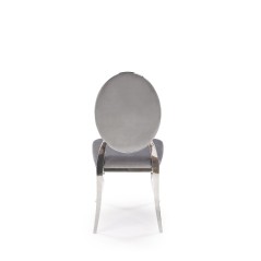 Scaun tapitat living/sufragerie Halmar K555, cadru metal,  stil glamour, 48x52x96x46cm, catifea, gri
