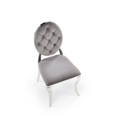 Scaun tapitat living/sufragerie Halmar K555, cadru metal,  stil glamour, 48x52x96x46cm, catifea, gri
