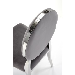 Scaun tapitat living/sufragerie Halmar K555, cadru metal,  stil glamour, 48x52x96x46cm, catifea, gri