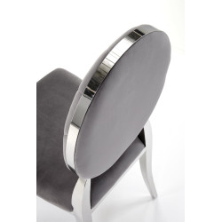 Scaun tapitat living/sufragerie Halmar K555, cadru metal,  stil glamour, 48x52x96x46cm, catifea, gri