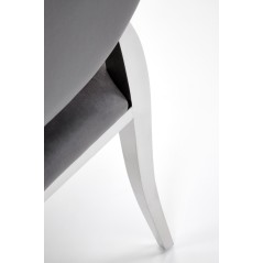 Scaun tapitat living/sufragerie Halmar K555, cadru metal,  stil glamour, 48x52x96x46cm, catifea, gri