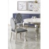 Scaun tapitat living/sufragerie Halmar K555, cadru metal,  stil glamour, 48x52x96x46cm, catifea, gri