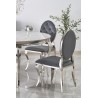 Scaun tapitat living/sufragerie Halmar K555, cadru metal,  stil glamour, 48x52x96x46cm, catifea, gri