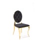 Scaun elegant pentru living, catifea neagra, spatar matlasat, cadru otel, stil glamour, picioare aurii, 48 x 96 cm Scaun elegant pentru living, catifea neagra, spatar matlasat, cadru otel, stil glamour, picioare aurii, 48 x 96 cm