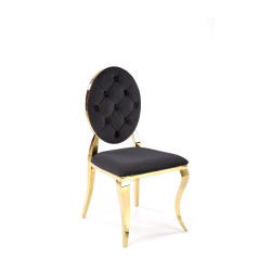 Scaun tapitat living/sufragerie Halmar K556, cadru metal, stil glamour, 48x52x96x46cm, catifea, negru/auriu