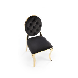 Scaun tapitat living/sufragerie Halmar K556, cadru metal, stil glamour, 48x52x96x46cm, catifea, negru/auriu