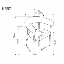Scaun tapitat living/sufragerie Halmar K557, cadru metal,  stil clasic, 60x54x75x42cm, stofa, bej