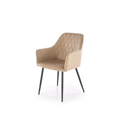 Scaun living/sufragerie Halmar K558, cadru metal,  stil clasic, 59x60x86x47cm, piele, bej