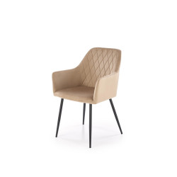 Scaun living/sufragerie Halmar K558, cadru metal,  stil clasic, 59x60x86x47cm, piele, bej