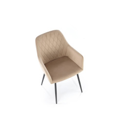 Scaun living/sufragerie Halmar K558, cadru metal,  stil clasic, 59x60x86x47cm, piele, bej