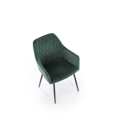 Scaun living/sufragerie Halmar K558, cadru metal,  stil clasic, 59x60x86x47cm, piele, verde