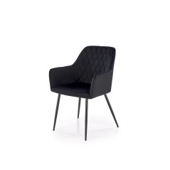 Scaun living/sufragerie Halmar K558, cadru metal,  stil clasic, 59x60x86x47cm, piele, negru