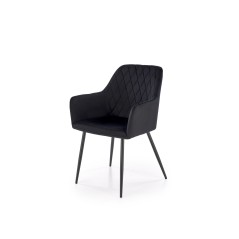Scaun living/sufragerie Halmar K558, cadru metal,  stil clasic, 59x60x86x47cm, piele, negru