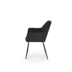 Scaun living/sufragerie Halmar K558, cadru metal,  stil clasic, 59x60x86x47cm, piele, negru