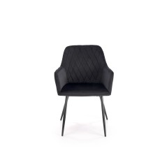 Scaun living/sufragerie Halmar K558, cadru metal,  stil clasic, 59x60x86x47cm, piele, negru