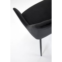 Scaun living/sufragerie Halmar K558, cadru metal,  stil clasic, 59x60x86x47cm, piele, negru