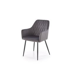 Scaun living/sufragerie Halmar K558, cadru metal,  stil scandinav, 59x60x86x47cm, piele, gri