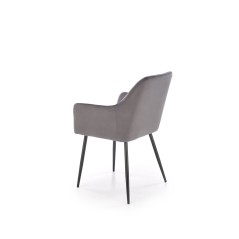 Scaun in stil modern pentru sufragerie, tapiterie din catifea, picioare din metal, latime 59 cm, gri