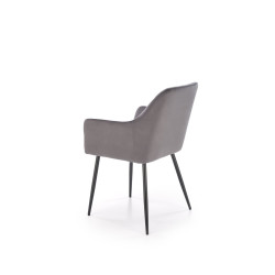 Scaun living/sufragerie Halmar K558, cadru metal,  stil scandinav, 59x60x86x47cm, piele, gri