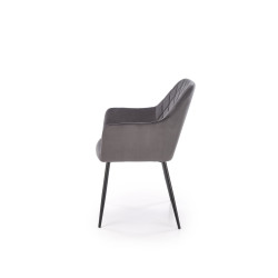 Scaun living/sufragerie Halmar K558, cadru metal,  stil scandinav, 59x60x86x47cm, piele, gri