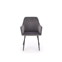Scaun living/sufragerie Halmar K558, cadru metal,  stil scandinav, 59x60x86x47cm, piele, gri